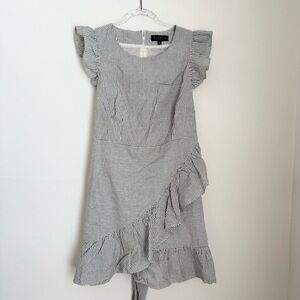 ELOQUII Navy White striped Ruffle Details Mini Dress Casual Summer Size 16P